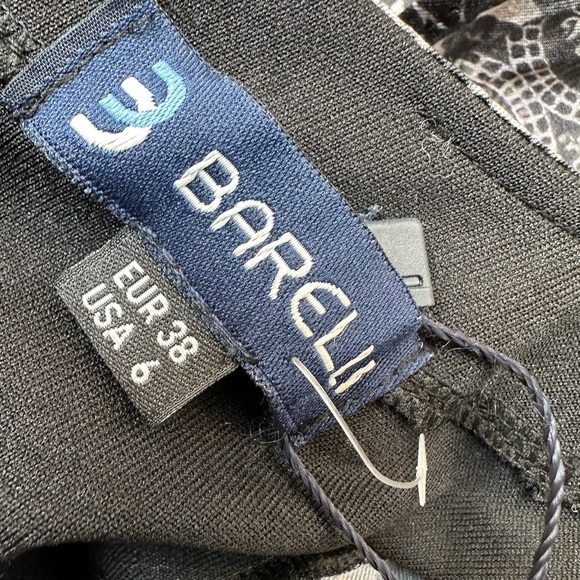 Barelli Black Grey Cream V-Neck Long Sleeve Wrap Gown Dress Size 6 Small S NWT - Picture 10 of 14